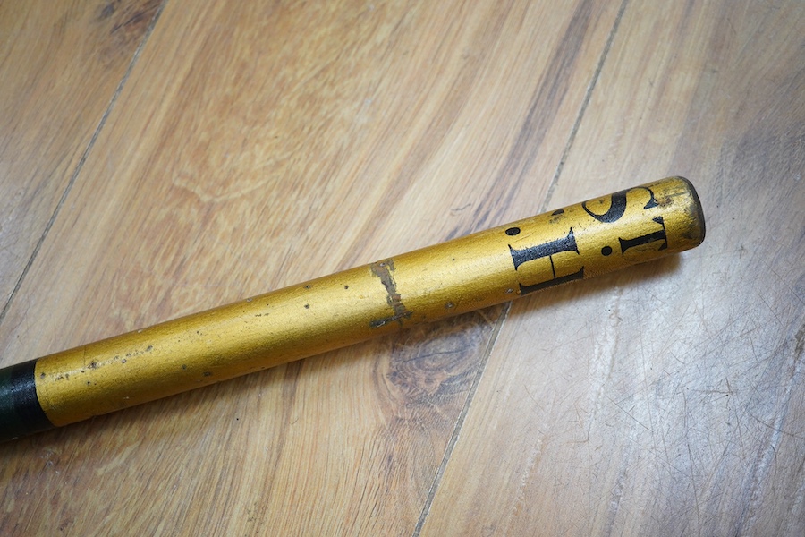 A Tipstaff St Thomas' Hospital, hand painted and gilded, 181cm in length. Condition - fair, Provenance - Harrison Zoological Museum, Bowerwood House in Sevenoaks, collected by James Harrison